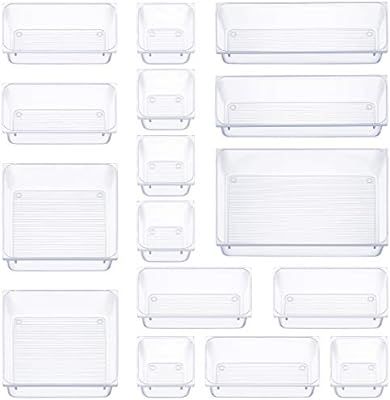 Amazon.com: 16 Pcs Drawer Organizer Set Dresser Desk Drawer Dividers - 5 Size Bathroom Vanity Cos... | Amazon (US)