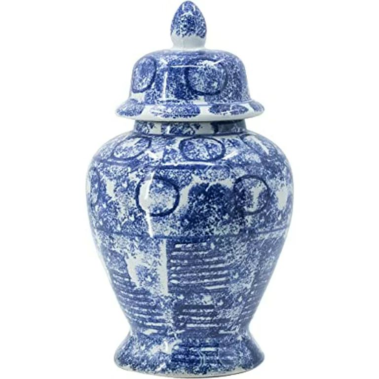 A&B Home 17" Blue White Porcelain Vase with Lid Decorative Painted Glazed Ceramic Chinoiserie Gin... | Walmart (US)