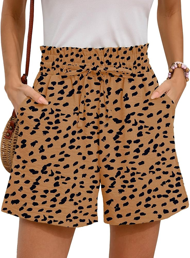 Summer Casual Shorts with Pockets High Waisted Wide Leg Drawstring Beach Vacation Trendy Shorts S... | Amazon (US)