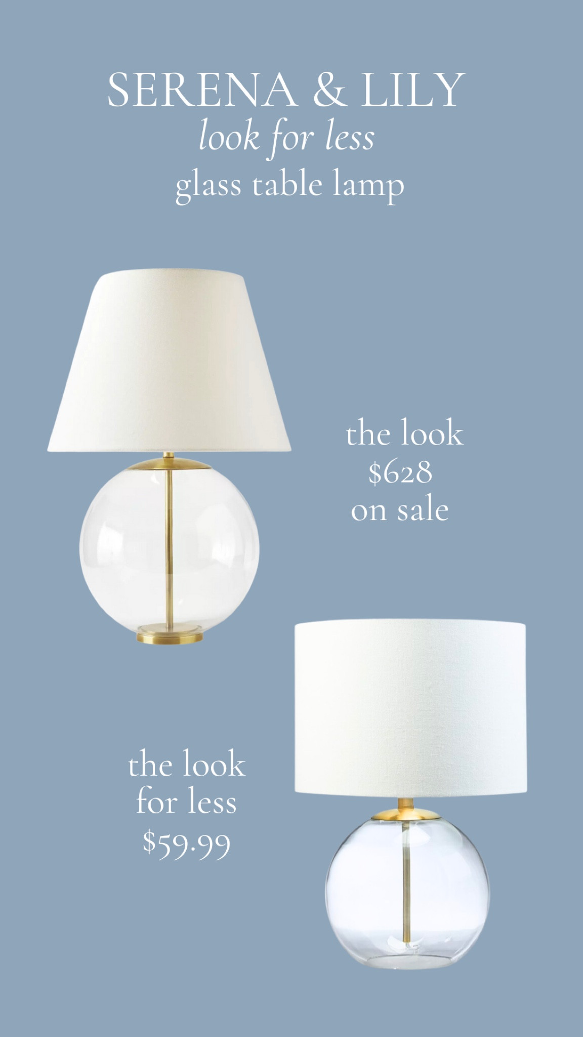 Serena & Lily Look for Less: Georgia Glass
table lamp 

#LTKFindsUnder50 #LTKSaleAlert #LTKHome