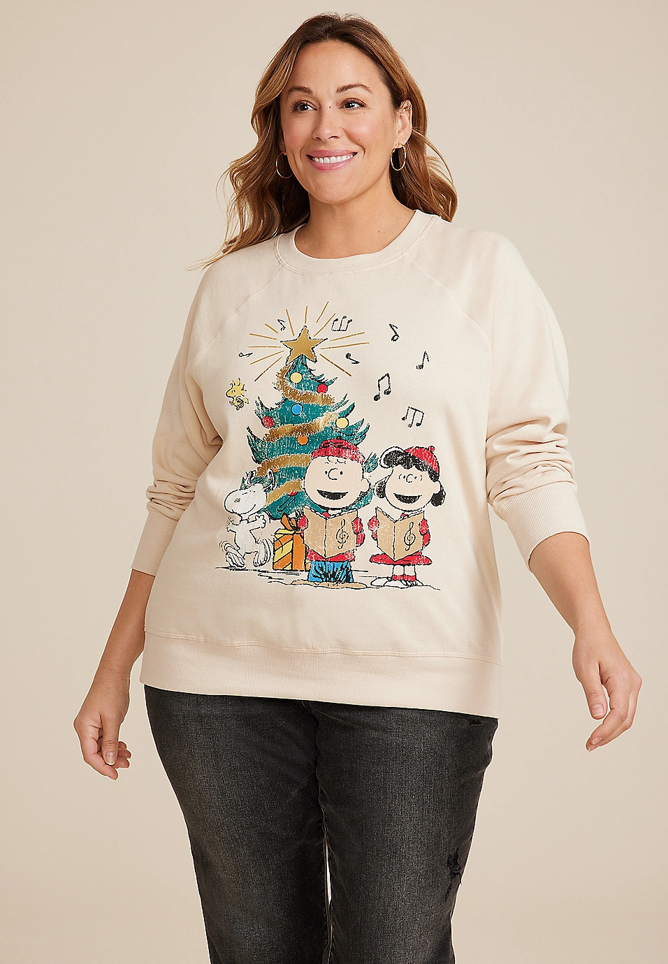 Plus Size Peanuts Holiday Relaxed Fit Sweatshirt | Maurices