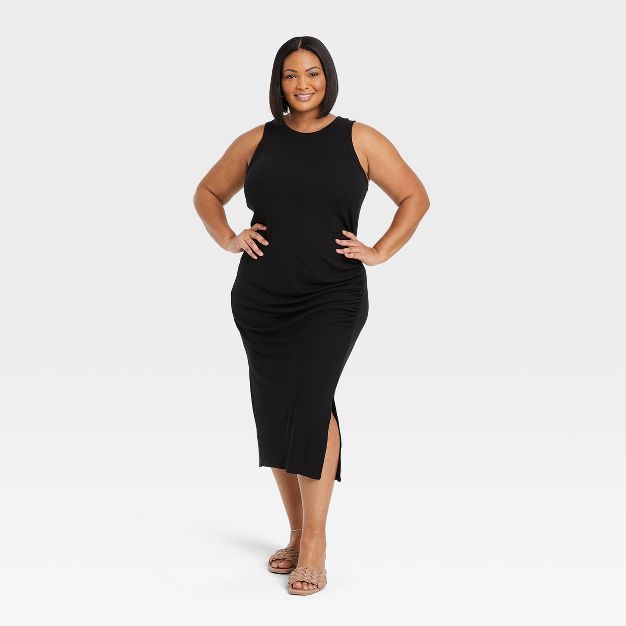Women's Plus Size Sleeveless Ruched Side Slit Bodycon Dress - Ava & Viv™ | Target