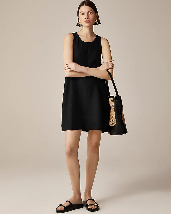 Maxine button-back dress in linen | J. Crew US