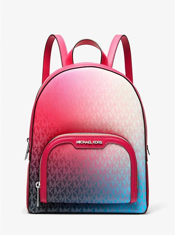 Michael Kors Jaycee Medium Ombré Signature Logo Pocket Backpack Raspberry Ombré | Walmart (US)