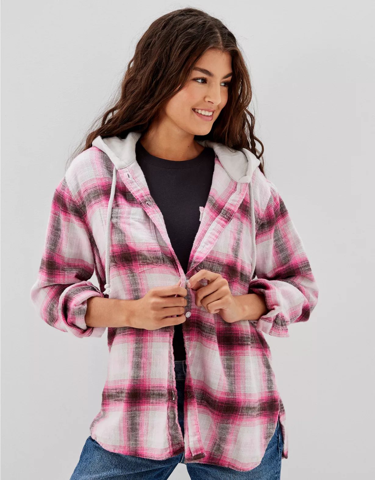 AE Oversized Flannel Hoodie | American Eagle Outfitters (US & CA)