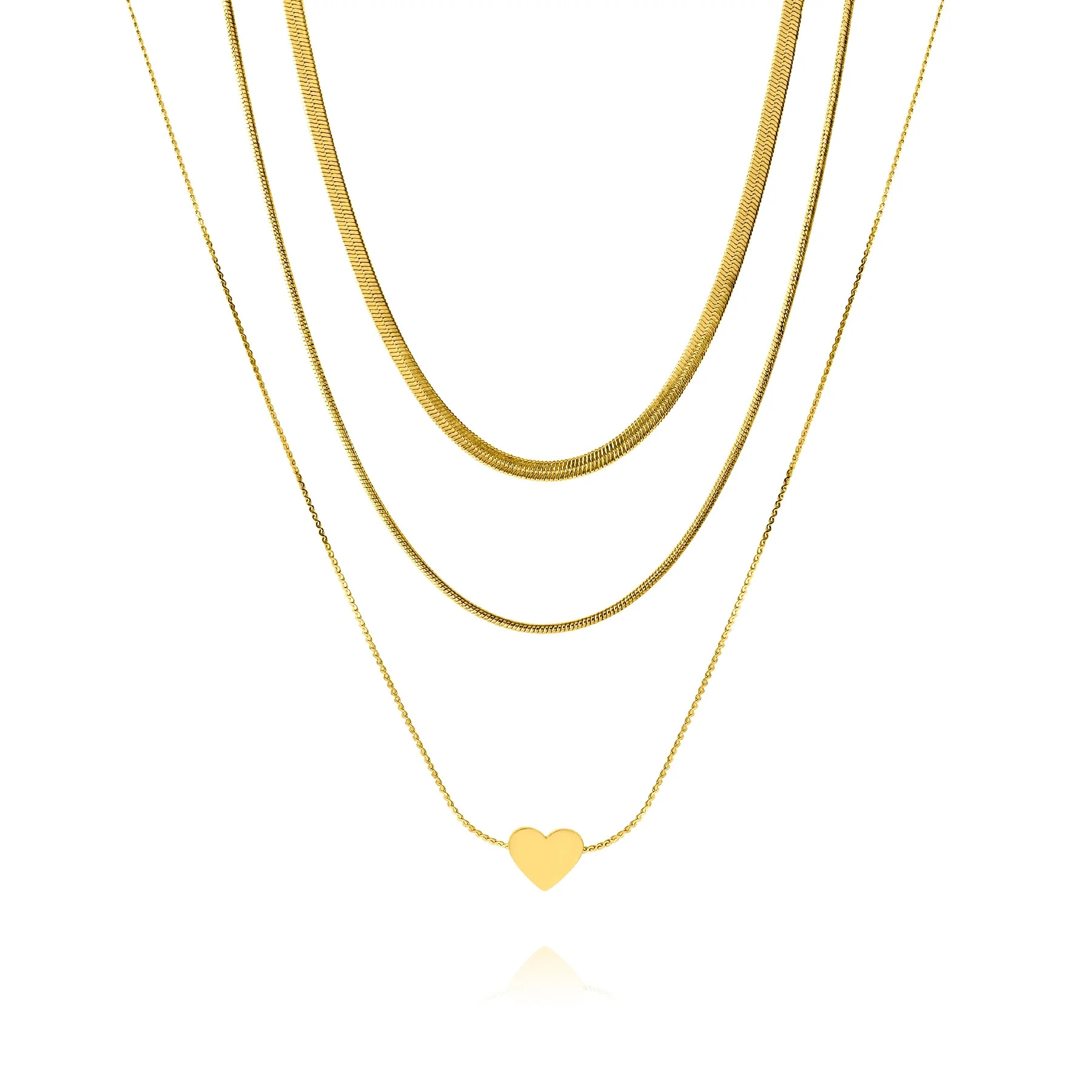 JeenMata Warm 3 chain Warm Yellow Tone Stainless Steel Necklace | Walmart (US)