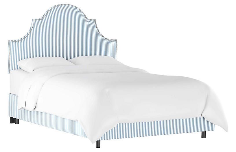 Hedren Bed, Blue Stripe Linen | One Kings Lane