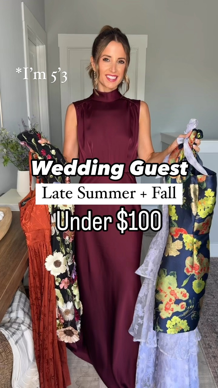 Wedding guest dresses. Summer wedding guest. Fall wedding guest. Midi wedding guest dress. Maxi wedding guest dress. Floral wedding guest. Pleated wedding guest dress. Cocktail dresses. Date night outfits. Party dresses.

#1: XS with adjustable straps
#2: XS and ties in the back so you can adjust the straps
#3: XS and would need to have hemmed - waist is stretchy. I could have done XXS in this style.
#4: XS
#5: XS and tie-straps are adjustable. Bustier style so consider sizing up if you have a larger bust. 

#LTKParties #LTKFindsUnder100 #LTKWedding