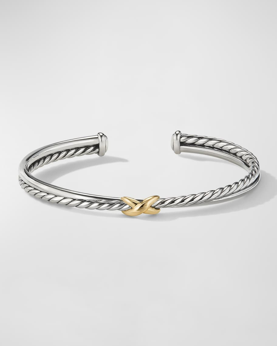 David Yurman Petite X Center Station Bracelet with 18K Yellow Gold | Neiman Marcus