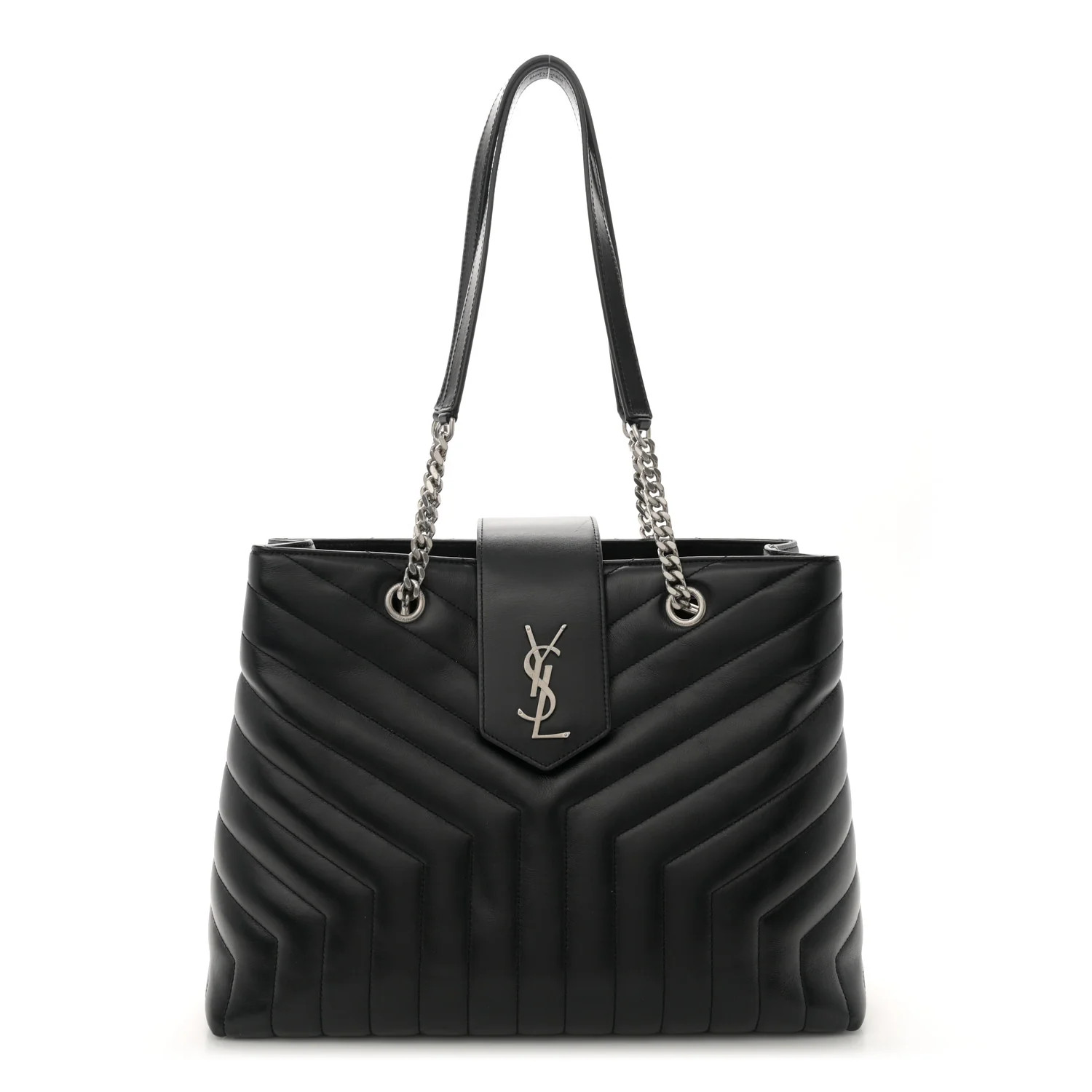 Calfskin Y Quilted Monogram Large Loulou Shopper Black | FASHIONPHILE (US)
