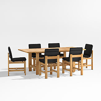 Anguilla Teak Outdoor Dining Table Set | Crate & Barrel | Crate & Barrel