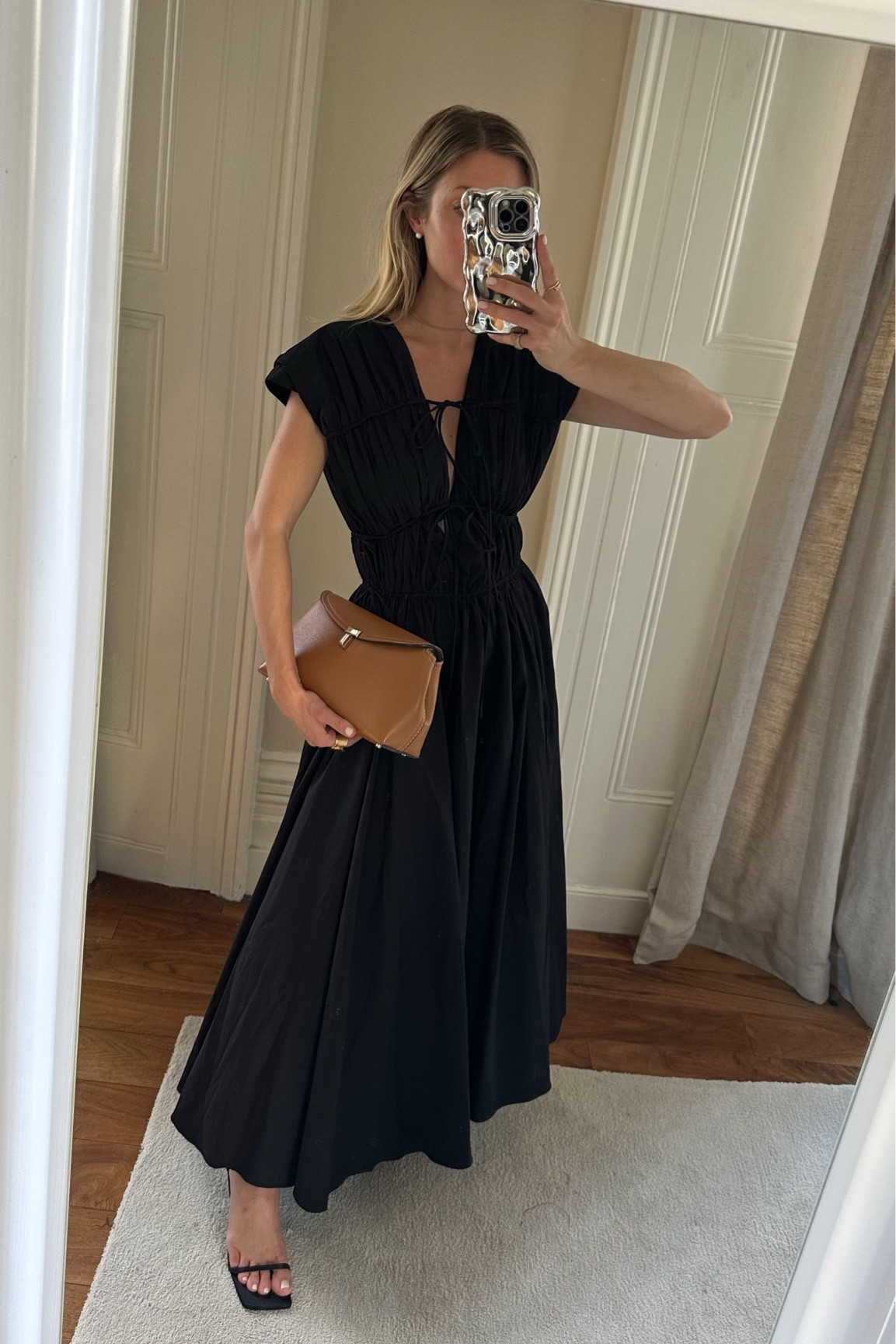 Tove black maxi dress, gathered cotton dress, tiered dress, Toteme clutch bag, Toteme square toe heels, Farfetch, net a porter 

#LTKstyletip #LTKuk #LTKsummer
