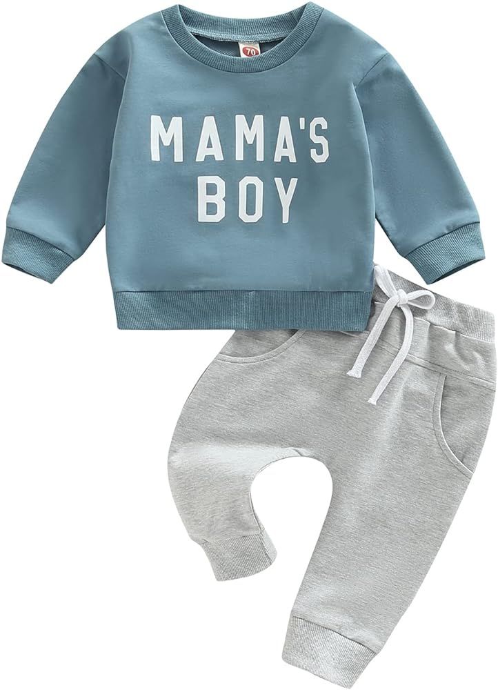 BemeyourBBs Toddler Baby Boy Fall Winter Clothes Funny Letter Long Sleeve Sweatshirt and Pants Se... | Amazon (US)