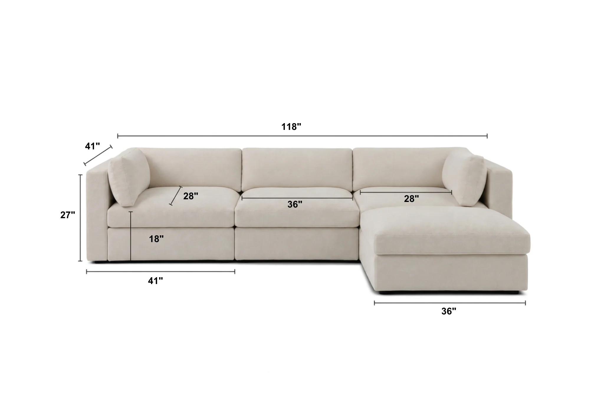 Bella 3 Seater + Storage Ottoman | Bellamia Collections