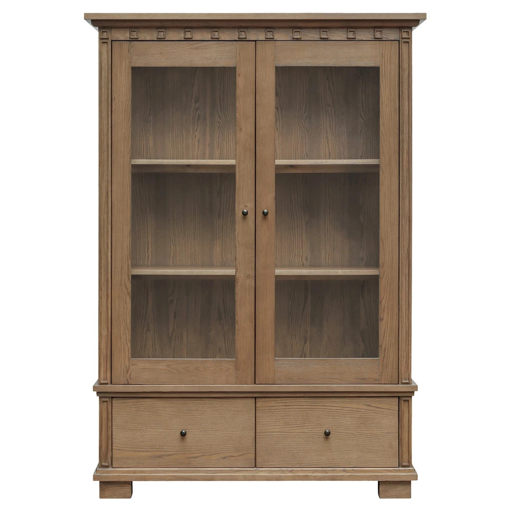 Lillia Updated Traditional Brown Wood Cabinet | Kathy Kuo Home