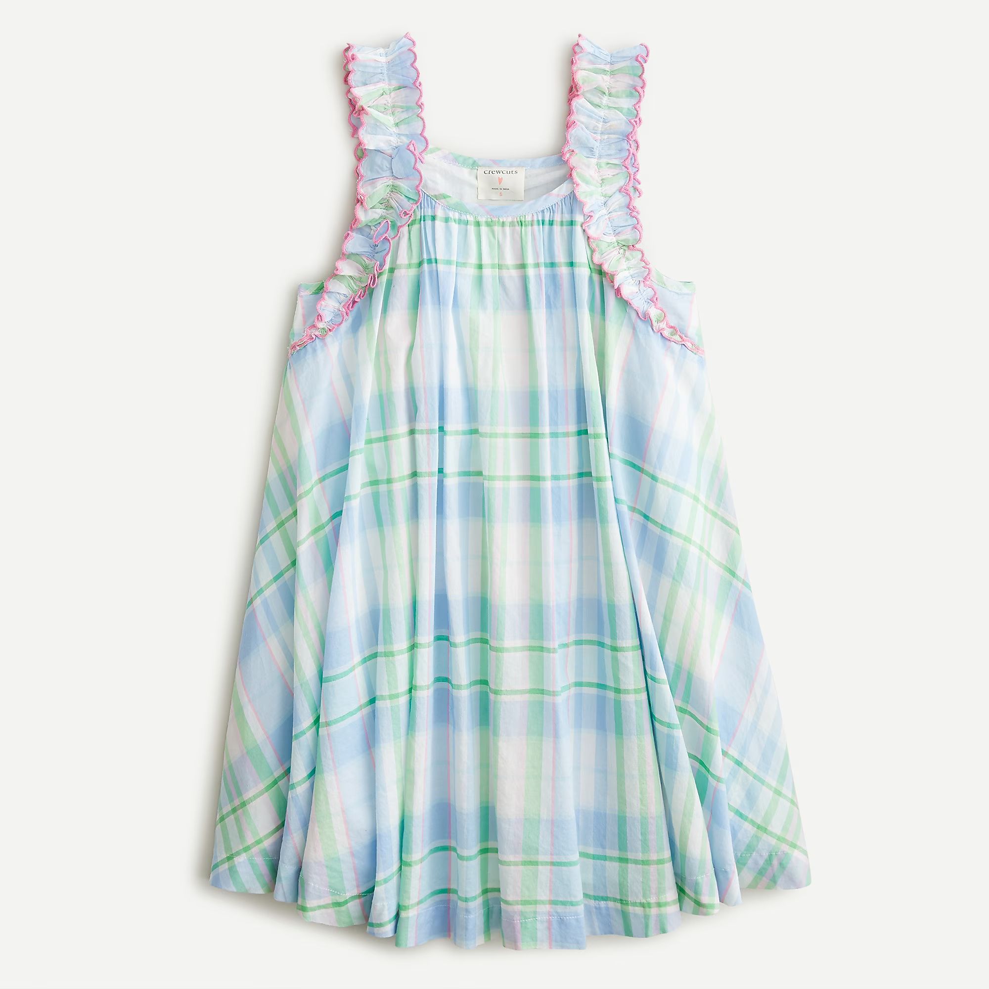 Girls' ruffle-trim summer plaid dress | J.Crew US