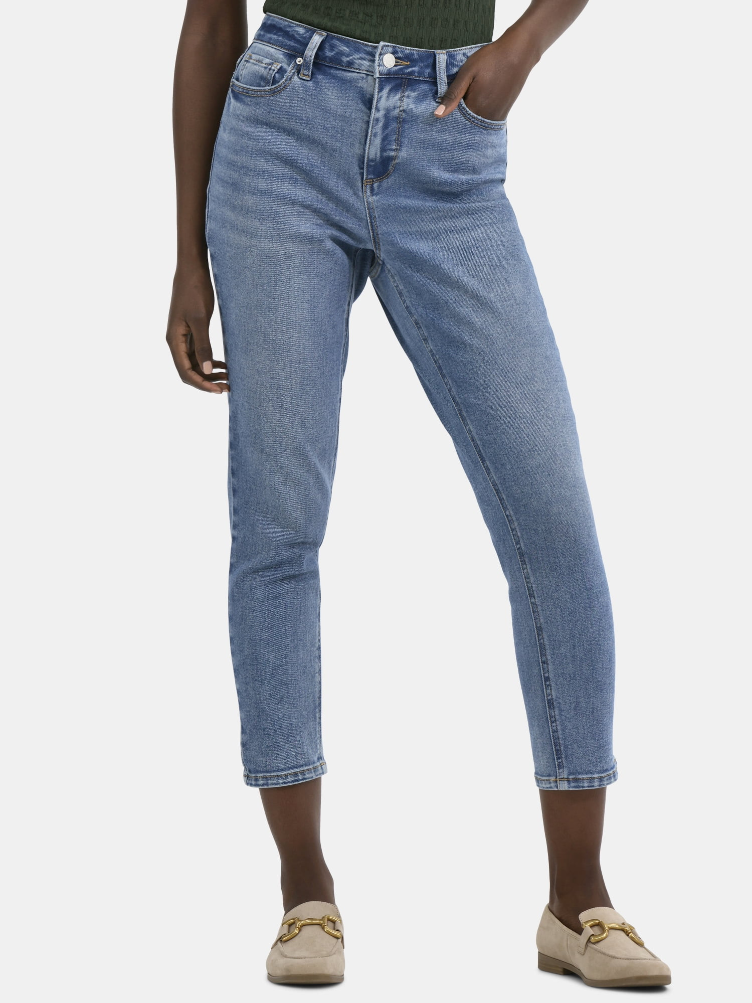 Time and Tru Women's High Rise Mom Jeans, 27" Inseam, Sizes 0-20 | Walmart (US)