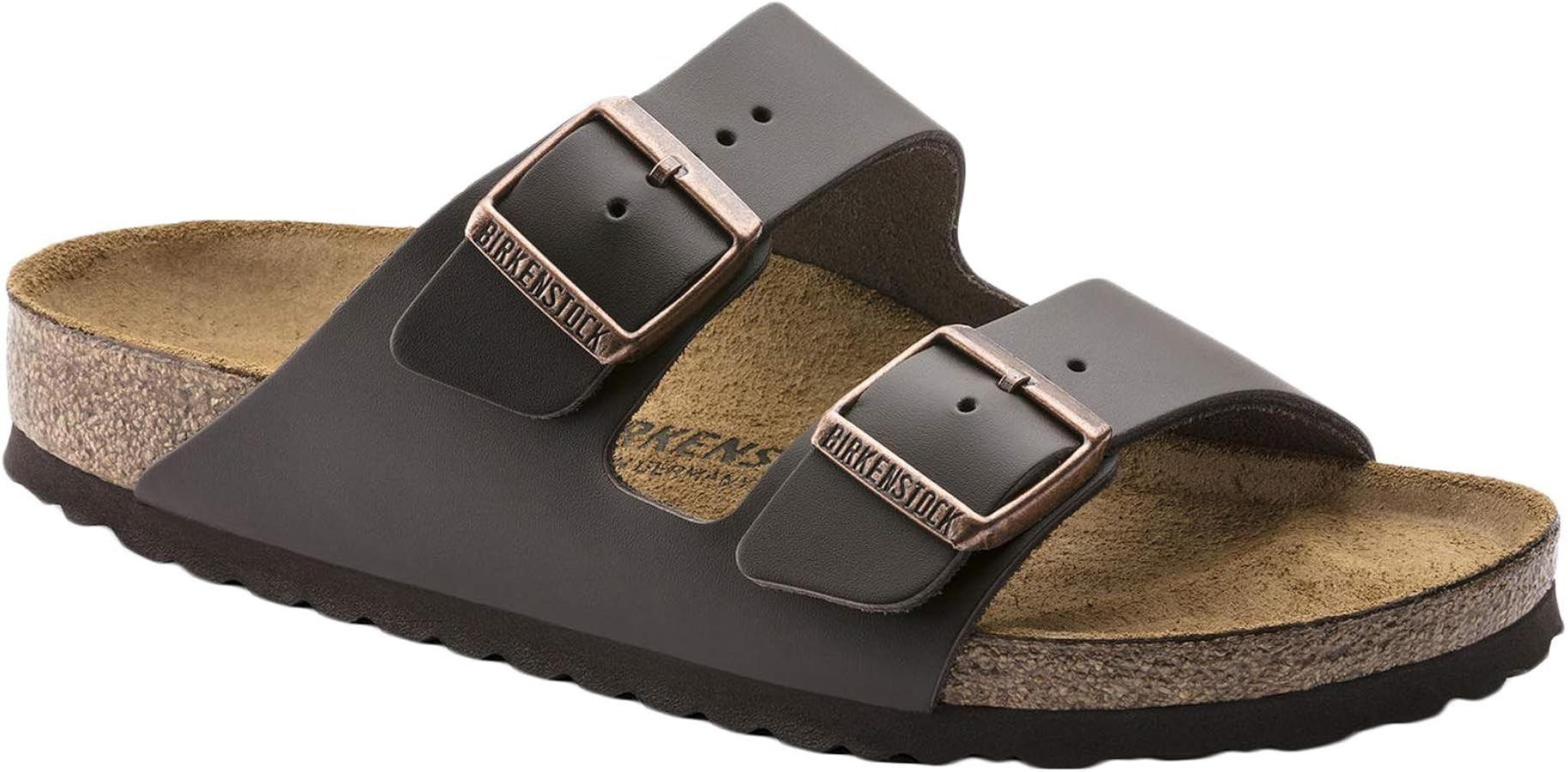 Birkenstock Womens Arizona Leather Dark Brown Sandals 7 US | Amazon (US)