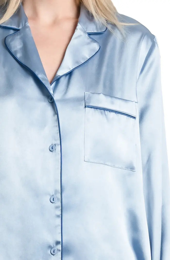 Felicity Lace Trim Long Sleeve Satin Shorts Pajamas | Nordstrom