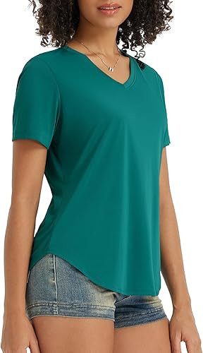 baleaf Women's Short Sleeve Shirts UPF 50+ Sun Shirt V Neck UV Workout Moisture Wicking Quick Dry... | Amazon (US)