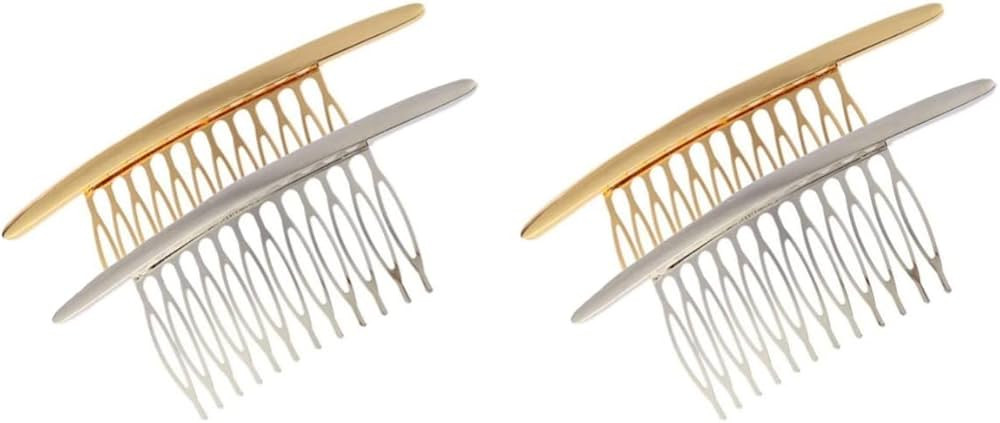 LALAFINA 4Pcs Alloy Side Hair Combs, 12 Teeths Comb French Hair Comb Bridal Wedding Hair Clips fo... | Amazon (US)