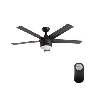 Home Decorators Collection Merwry 52 in. Integrated LED Indoor Matte Black Ceiling Fan with HubSp... | The Home Depot