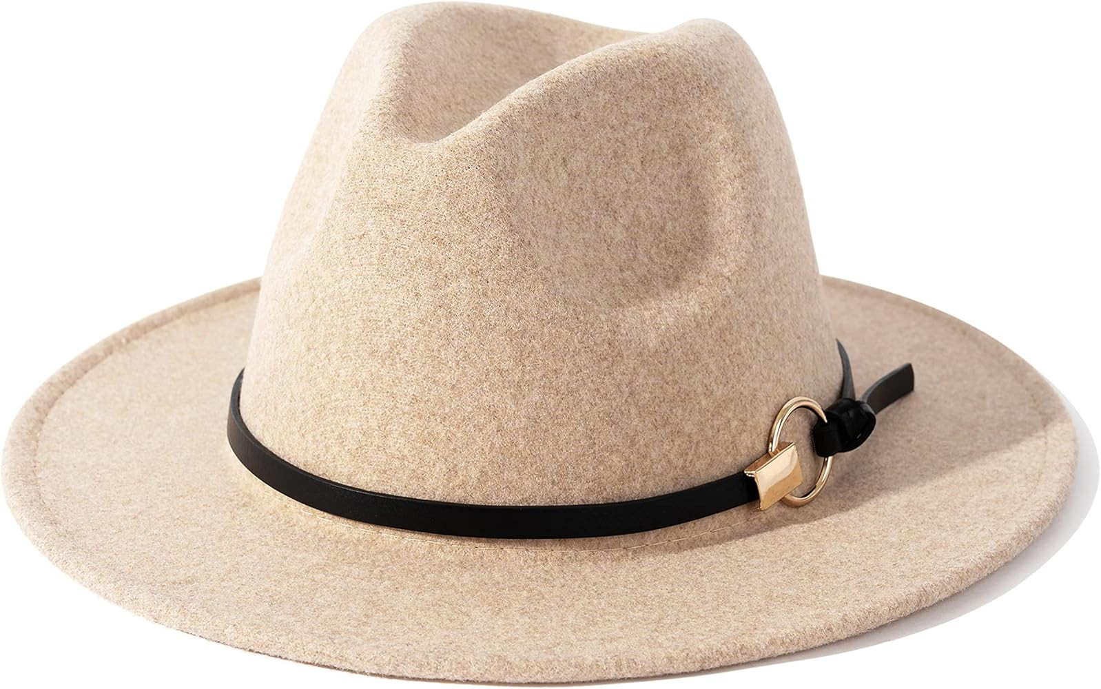 Lisianthus Women Wool Wide Brim Belt Buckle Fedora Hat | Amazon (US)