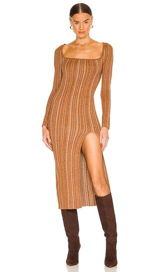 Boone Midi Knit Dress in Bronze | Revolve Clothing (Global)