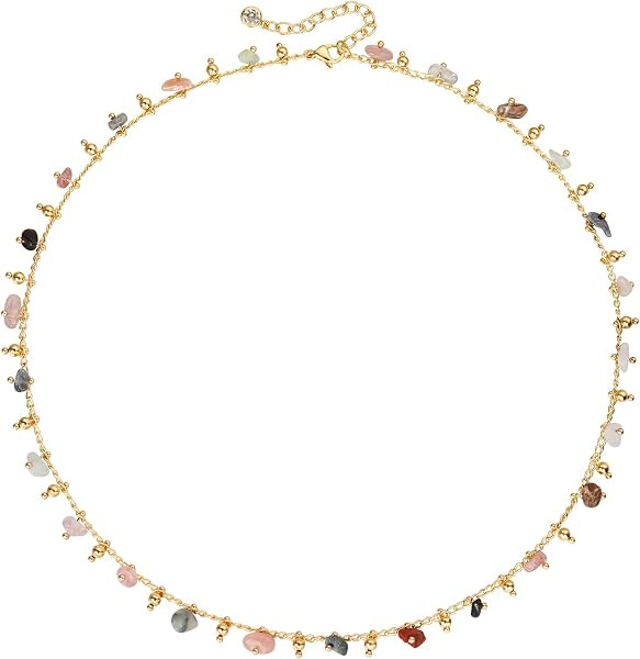 MTMY Beaded Necklaces for Women 14K Gold Plated Dainty Colorful Green/Rose Beaded Pearl Choker Necklace Delicate Boho Choker Necklace Jewelry Gift | Amazon (US)
