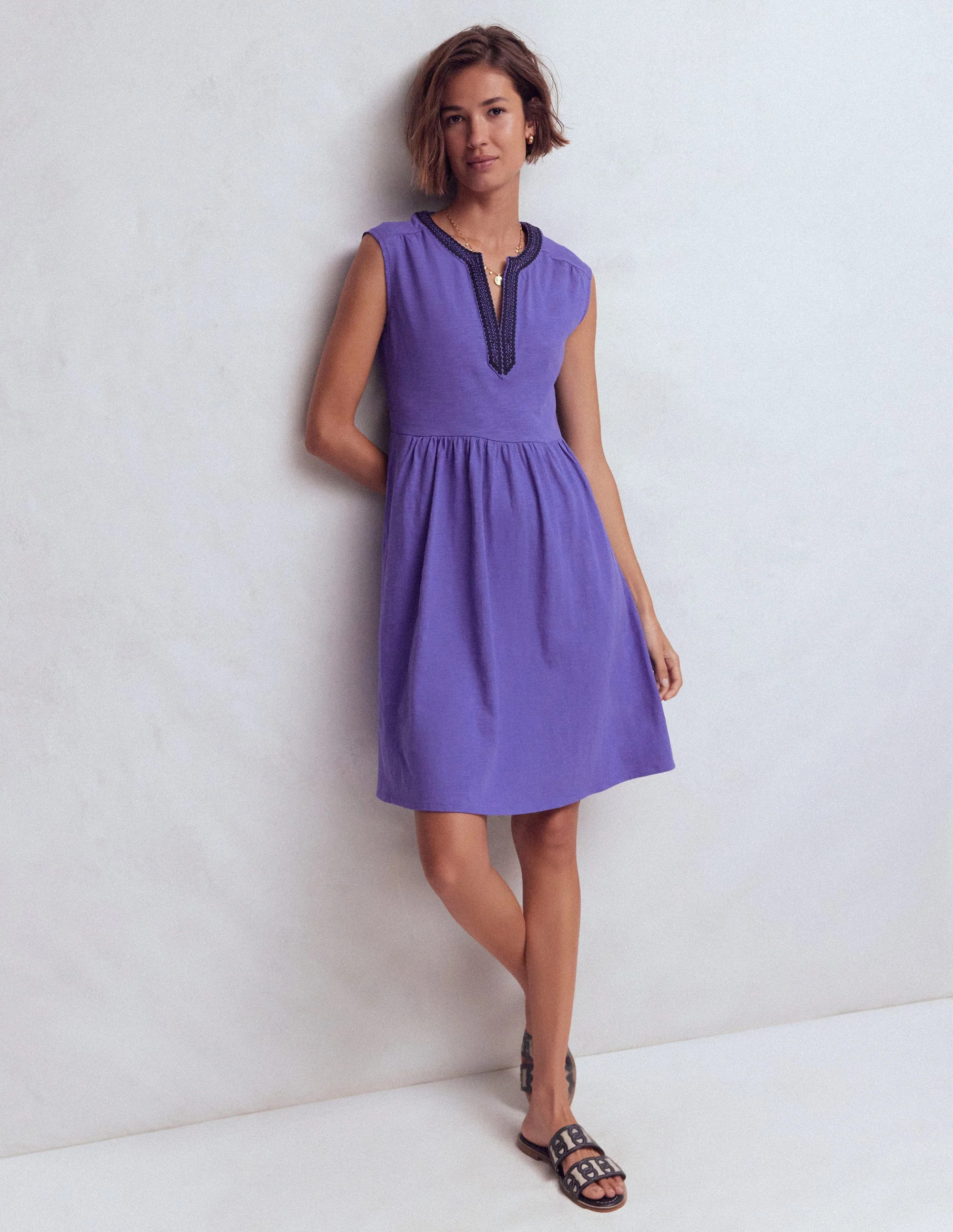 May Jersey Short Dress-Han Purple | Boden (US)