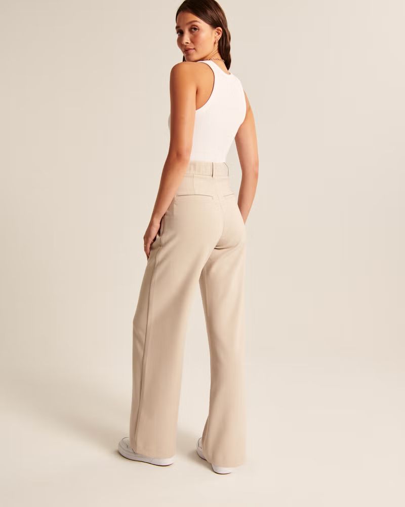 Women's Tailored Wide Leg Pants | Women's Office Approved | Abercrombie.com | Abercrombie & Fitch (US)