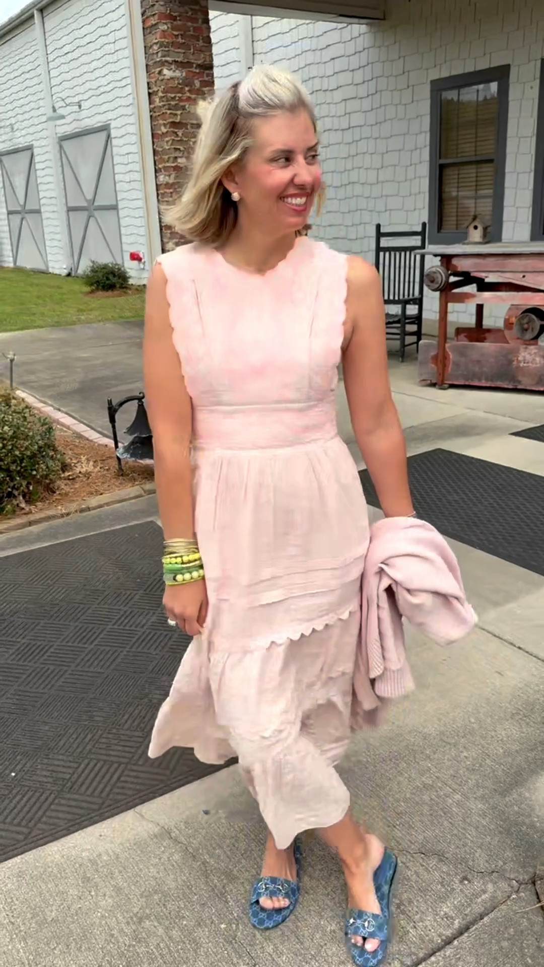 Oh this dress is such a yes!! The material is like a quilted cotton and has a gorgeous cut out in the back. I’m wearing an XS & 38.5 sandal (1/2 size up).

#LTKgrwm #LTKSeasonal #LTKootd