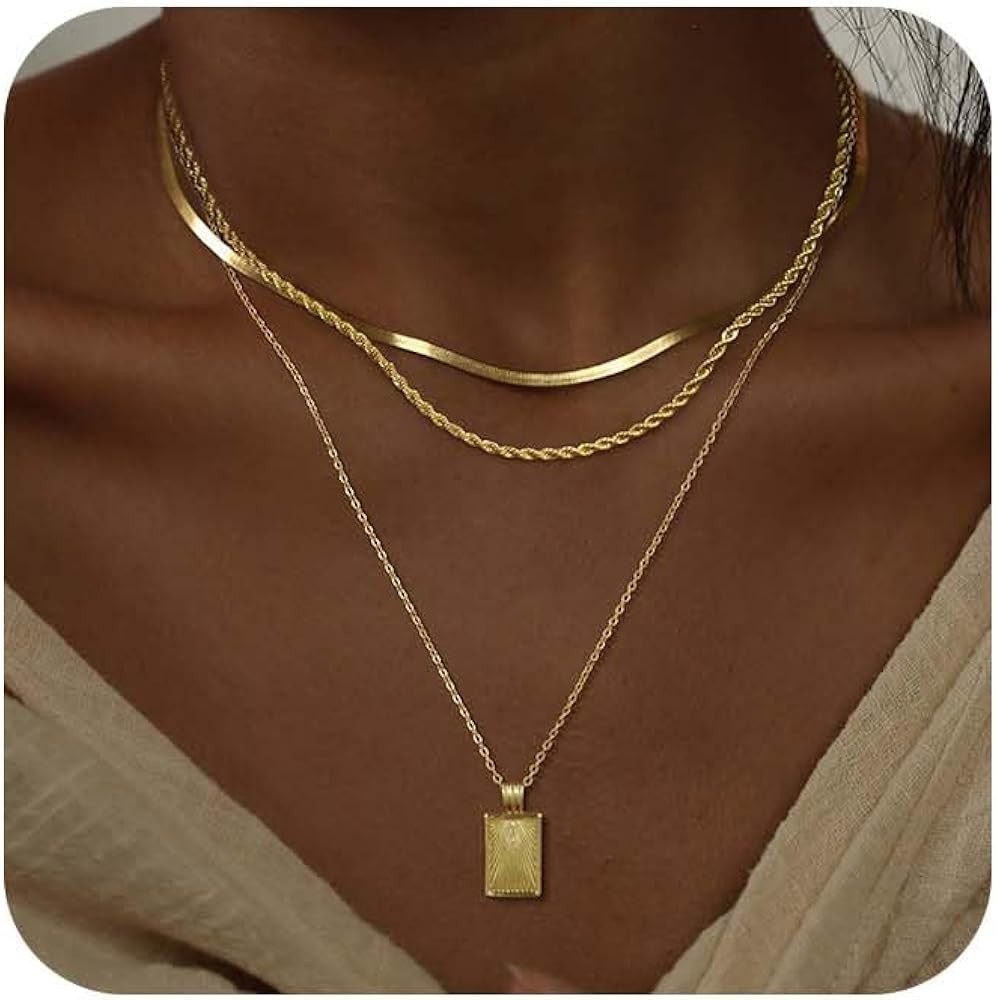Layered Gold Silver Necklaces for Women, Stackable Stack 14K Real Gold Plated Silver Chain Neckla... | Amazon (CA)