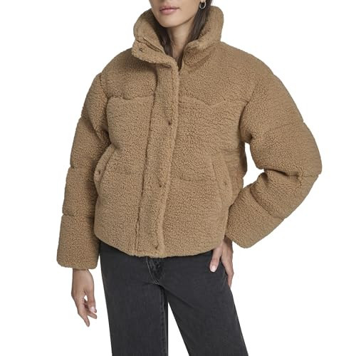 Levi's Women's Western Puffer Jacket, Chestnut Sherpa, Large | Amazon (US)