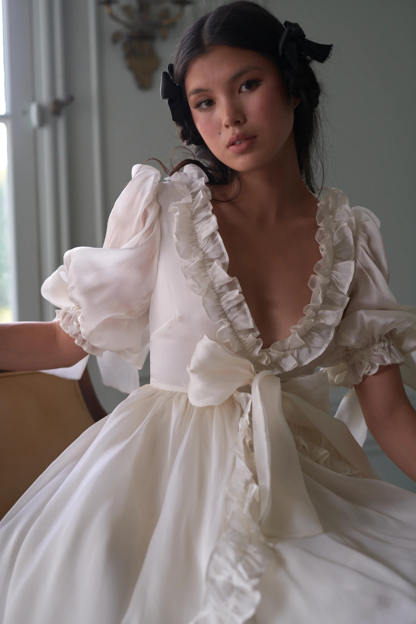 The Silk Satin Ivory Marie Dress | Selkie Collection