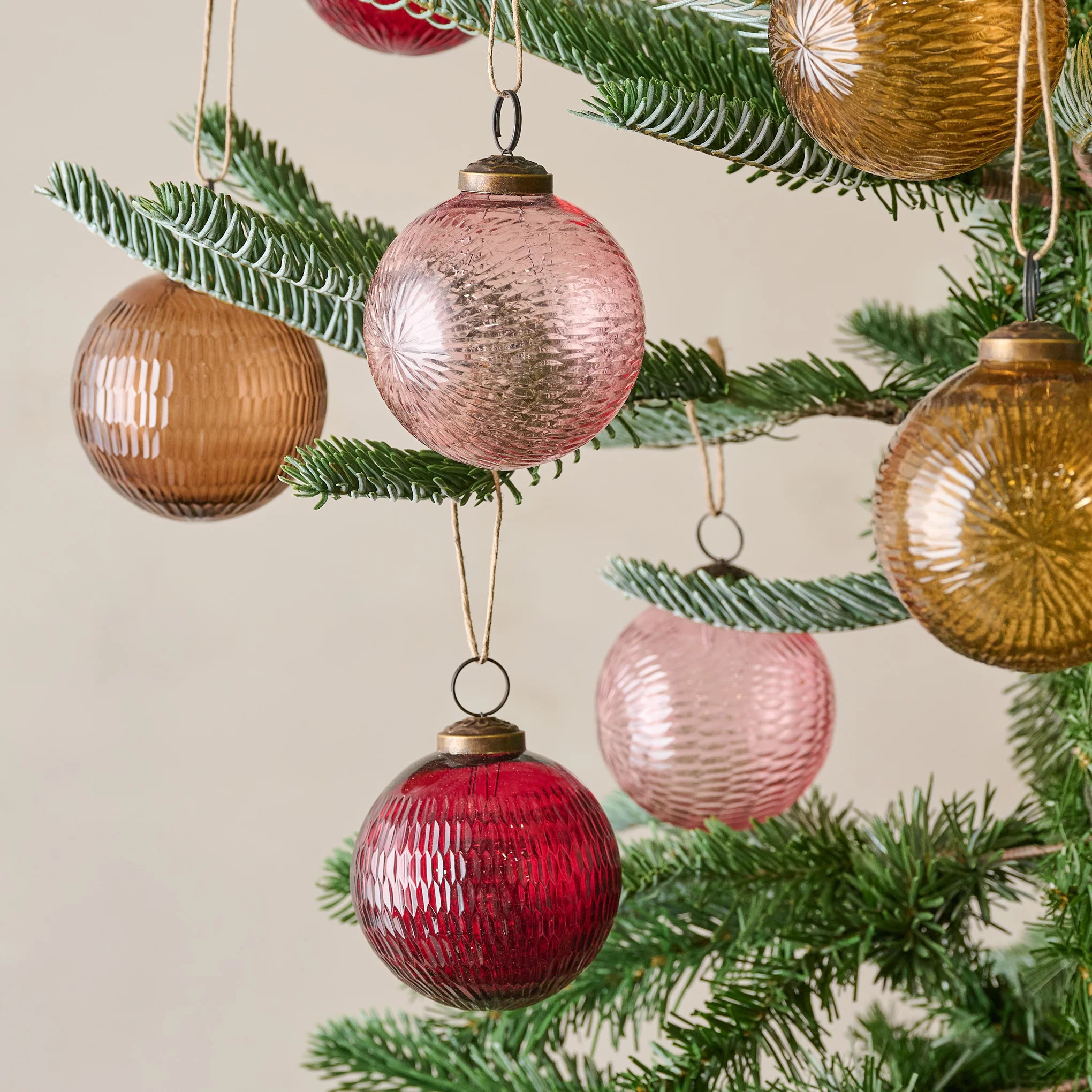 Assorted Red Tinted Glass Ornament, Set of 8 | Magnolia