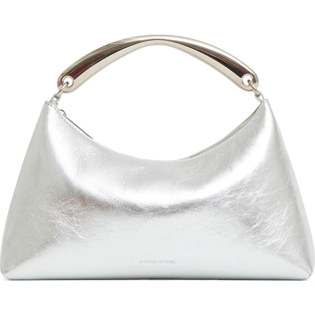 Mansur Gavriel Rhea Metal Handle Leather Bag in Silver at Nordstrom | Nordstrom