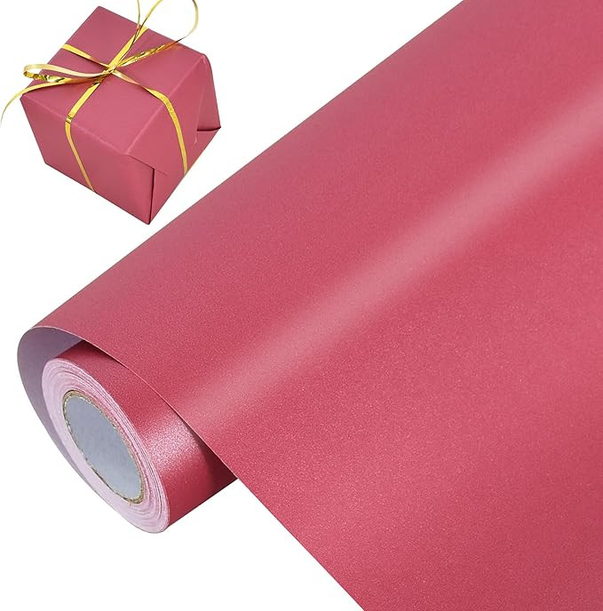 BEISHIDA Wine Red Gift Wrapping Paper Solid Color Pearly-Lustre Wrapping Paper Roll Matte Gift Wr... | Amazon (US)