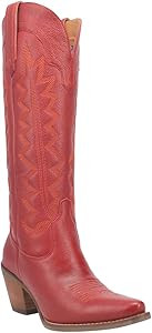 Dingo Womens High Cotton Embroidery Snip Toe Casual Boots Knee High Mid Heel 2-3" - Black | Amazon (US)