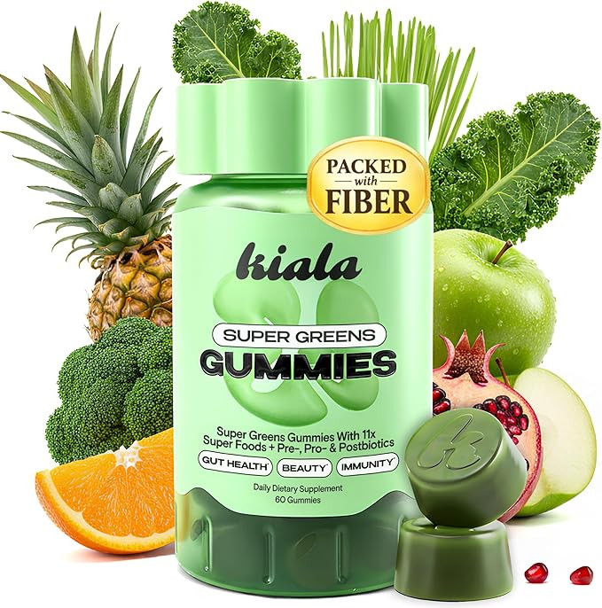 Kiala Nutrition Super Greens Gummies with 11x Organic Greens, Pre, Post & Probiotics, Antioxidant... | Amazon (US)