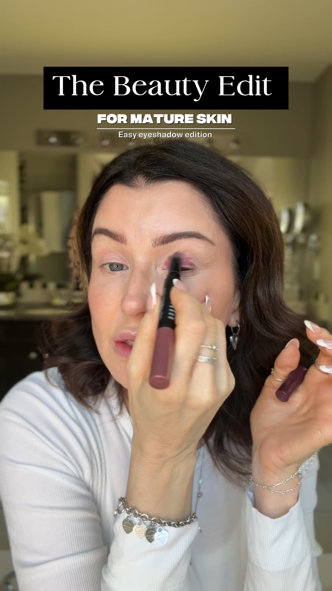 The easiest eyeshadow ever! 
Bobbi Brown cream shadow stick. These are my go-to and stay put all day without creasing! 
Shade Radiant Rose! 

#LTKOver40 #LTKHoliday #LTKBeauty