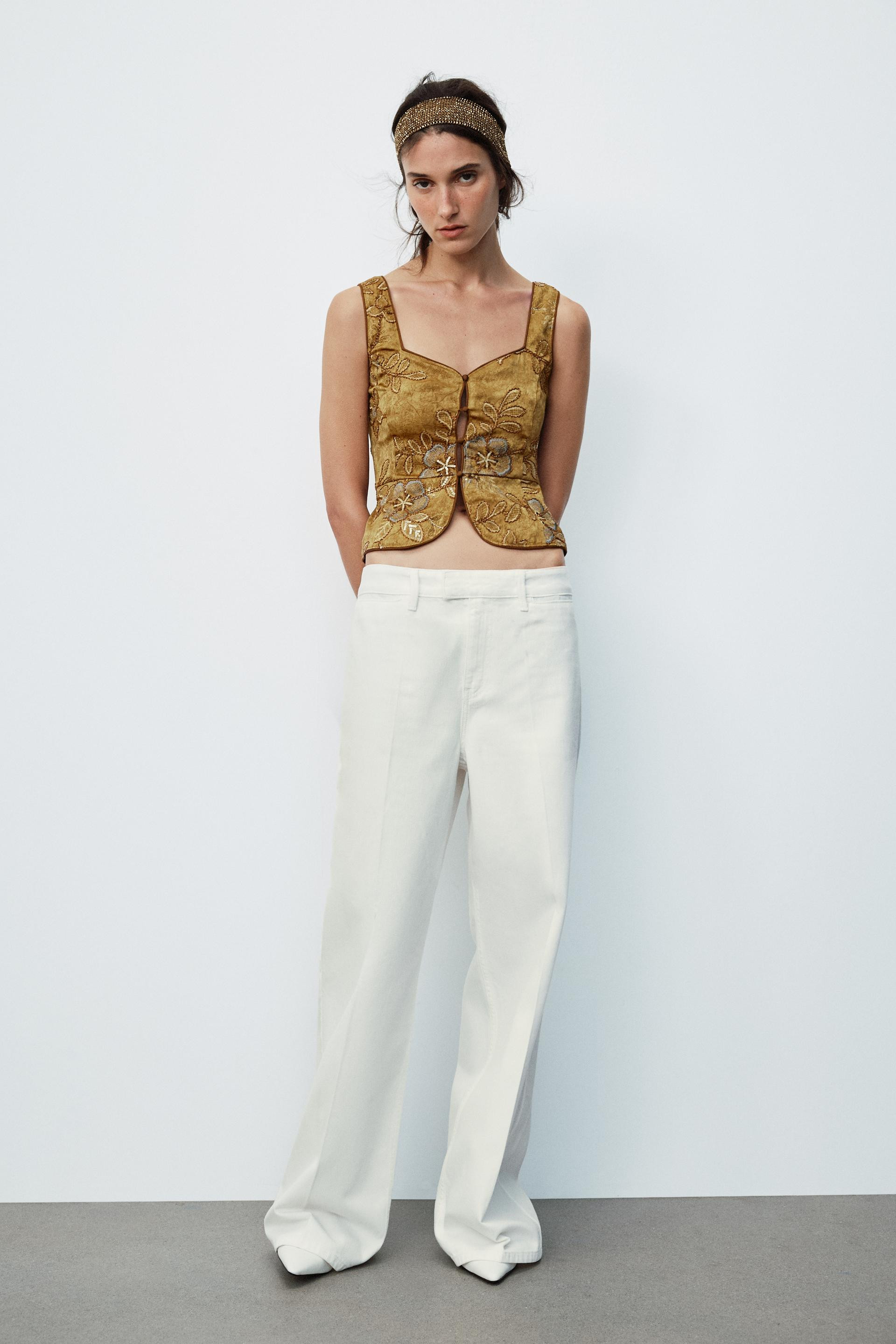 BEADED EMBROIDERED VEST TOP | Zara US