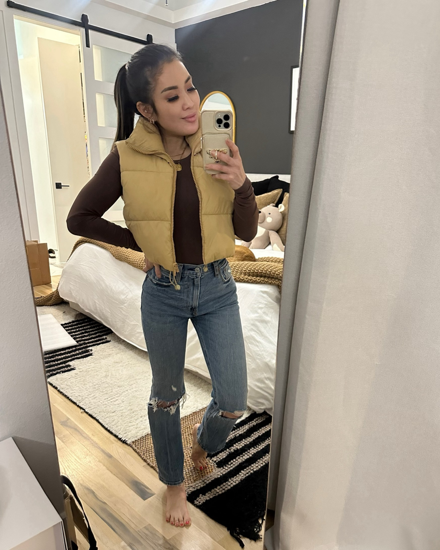 Casual outfit
Nuuds bodysuit - coffee, XS / TTS 
Abercrombie straight leg jeans - 24 S / TTS
Amazon cropped vest


#LTKSeasonal #LTKfindsunder50 #LTKstyletip
