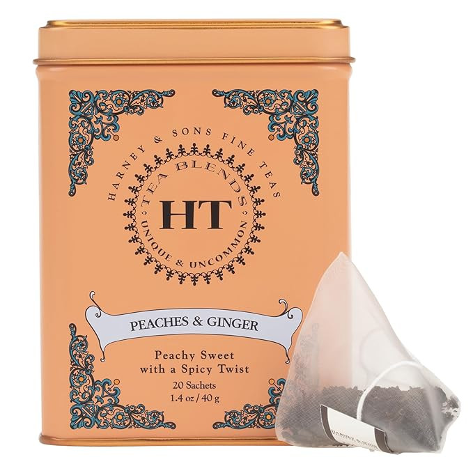 Harney & Sons Peaches & Ginger Black Tea, 20ct sachet tin | Amazon (US)