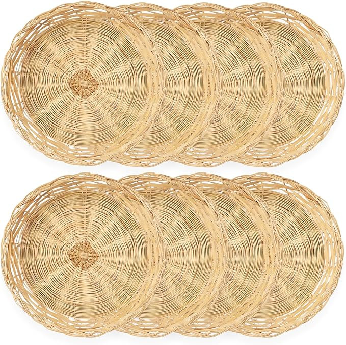 8 Pack Bamboo Paper Plate Holders, 10 Inches Reusable Wicker Charger Plates for Dinner Plates Nat... | Amazon (US)