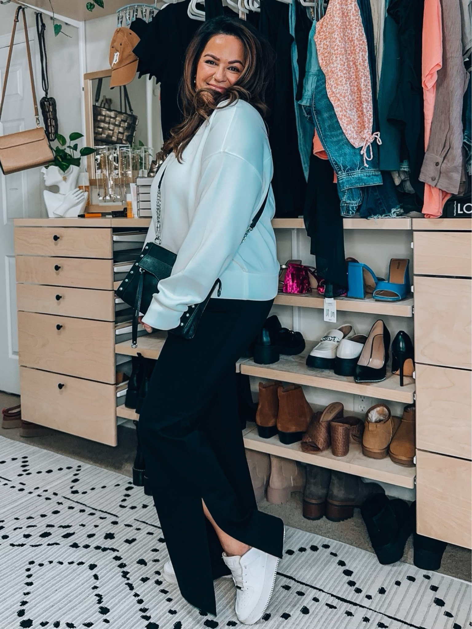 Spanx outfit inspo - midsize outfit - size 14 style tip - casual chic inspo - double slit pants (size XL) crewneck sweatshirt (size XL) use code: TARYNTRULYXSPANX

#LTKcurves #LTKSeasonal #LTKstyletip