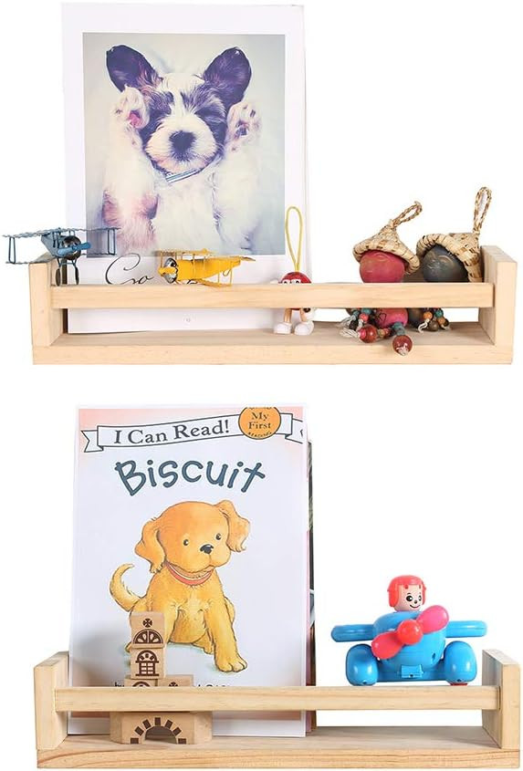 Wood Floating Nursery Shelves - Set of 2 -Wall Shelves for Bathroom Decor, Kitchen Spice Rack, or... | Amazon (US)