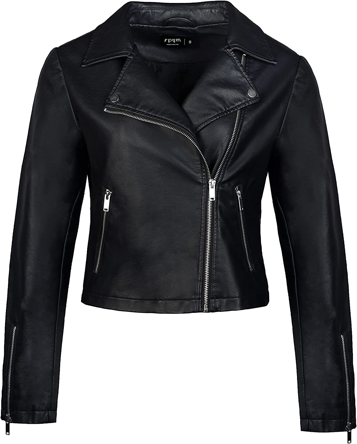 Womens Leather Jacket, Faux Motorcycle Biker Coat, Regular and Plus Size Coat | Amazon (US)