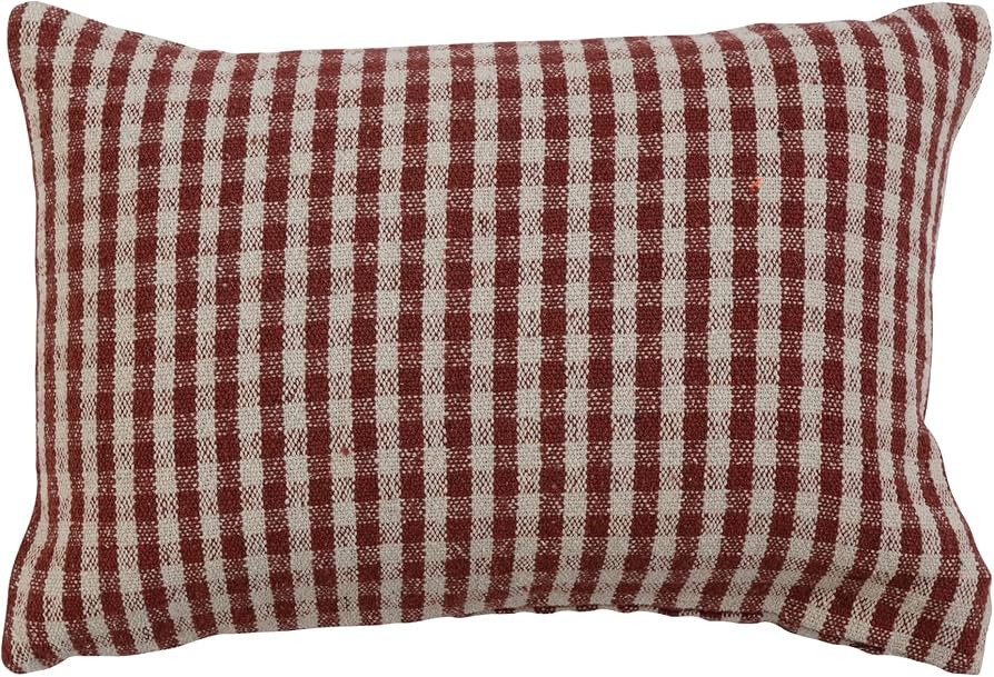 Creative Co-Op Woven Recycled Cotton Blend Lumbar, Red and White Pillow Covers, 24" L x 16" W x 0... | Amazon (US)