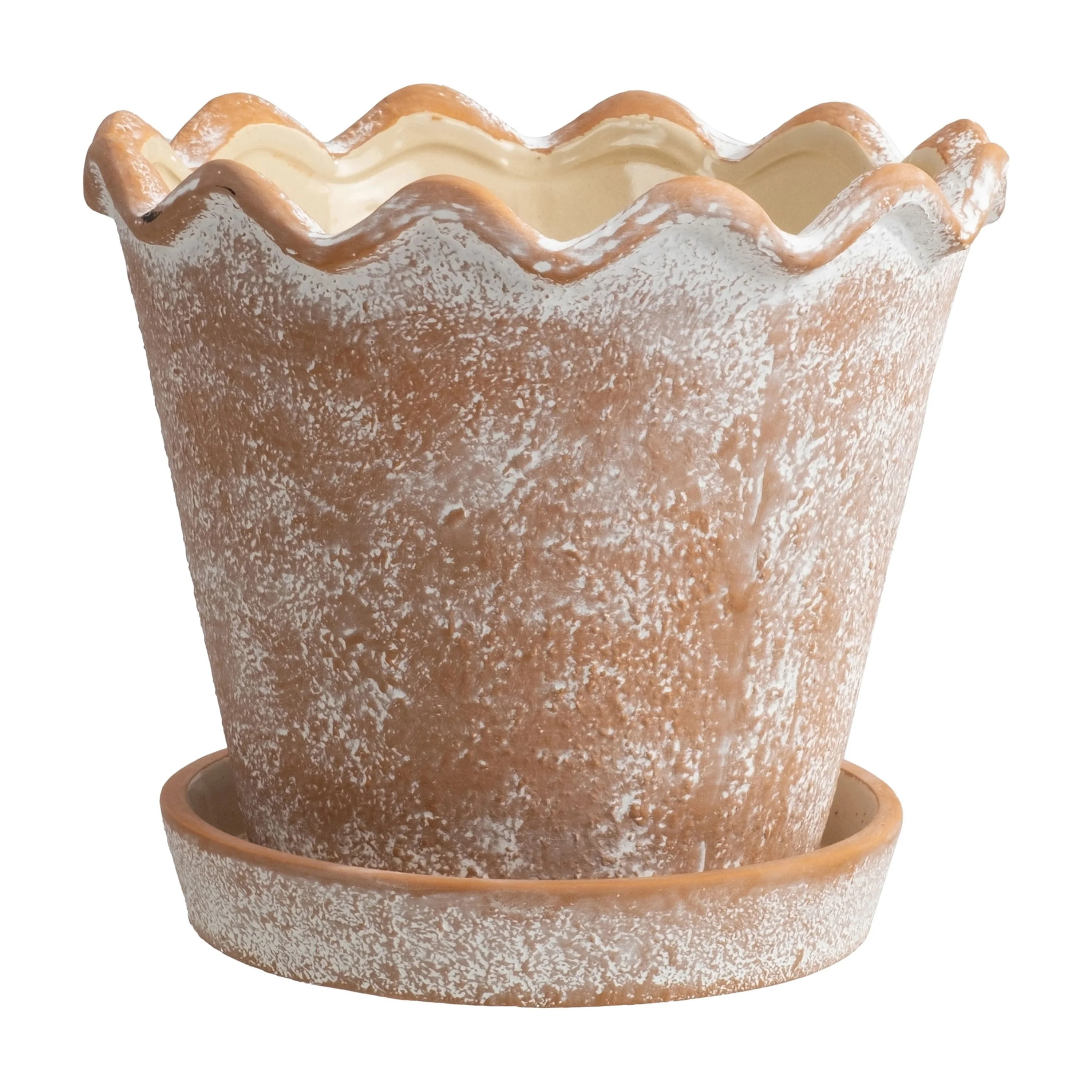 My Texas House 8" Wave Terracotta Ceramic Planter Pot, Indoor & Outdoor Use | Walmart (US)